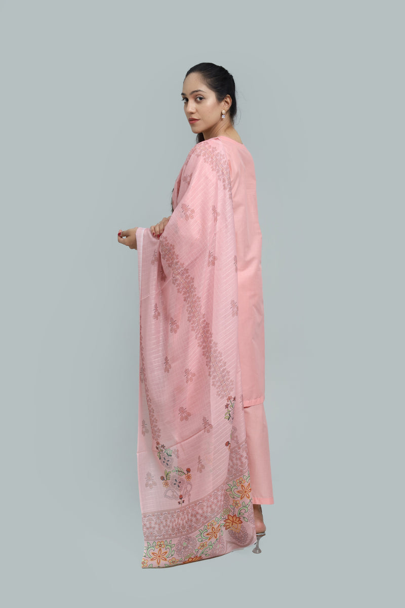 Stitched Embroidered Cotton 3-Piece Suit for Women | Easternlace