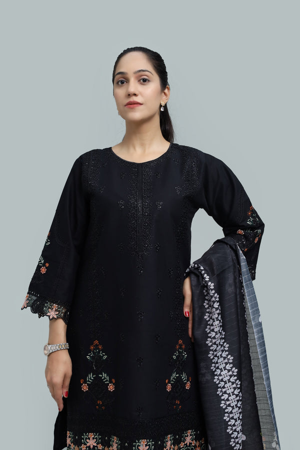 Stitched Embroidered Cotton 3-Piece Suit for Women | Easternlace