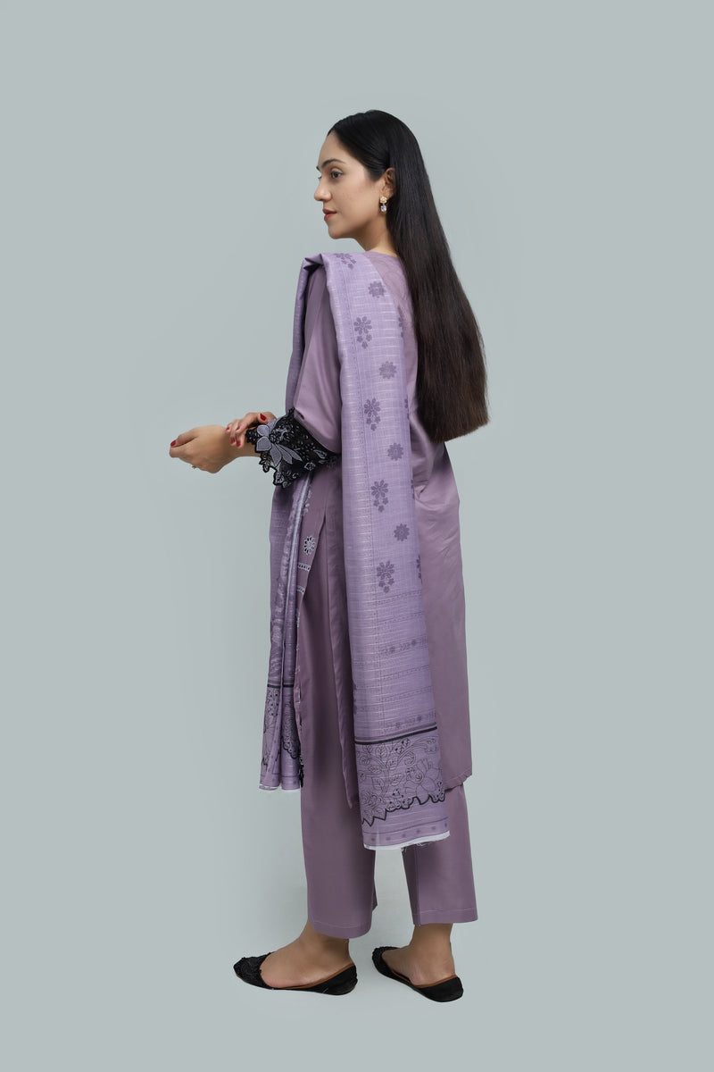 Stitched Embroidered Cotton 3-Piece Suit for Women | Easternlace