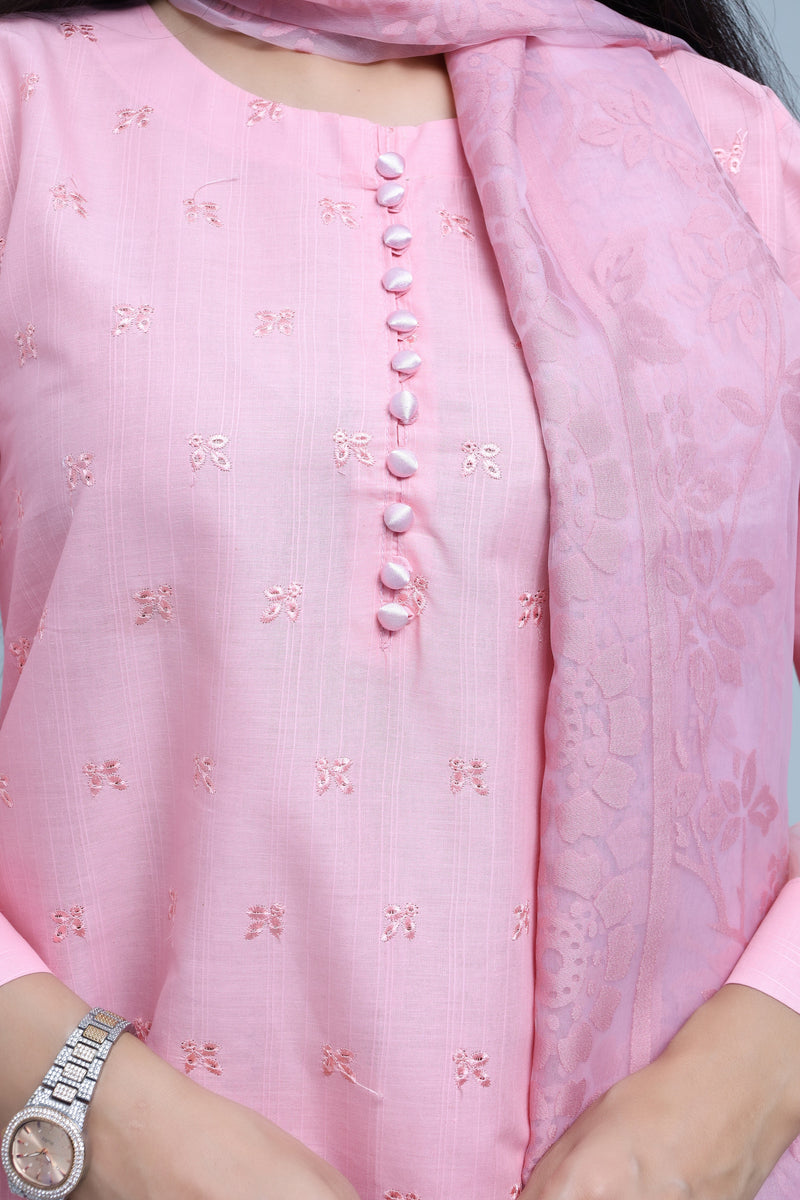 Stitched Embroidered Cotton 3-Piece Suit for Women | Easternlace