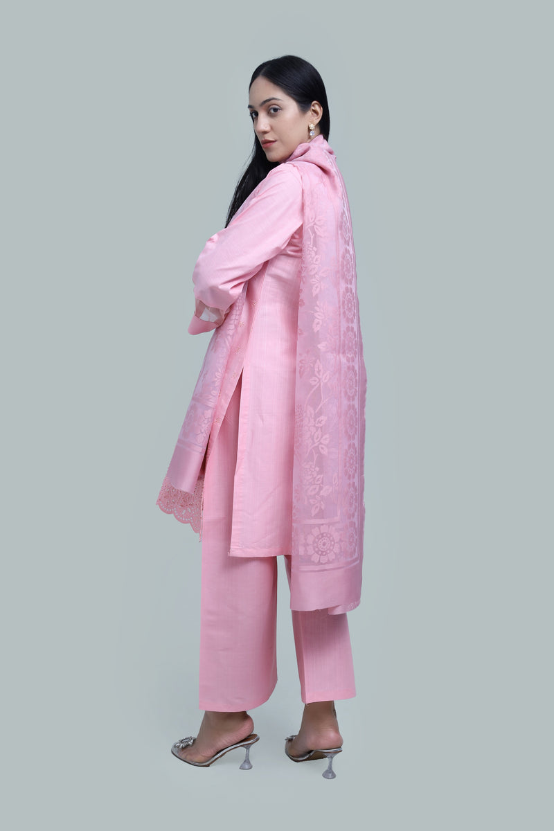 Stitched Embroidered Cotton 3-Piece Suit for Women | Easternlace