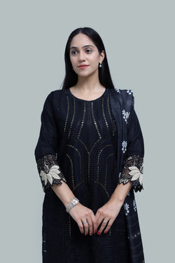 Stitched Embroidered Cotton 3-Piece Suit for Women | Easternlace