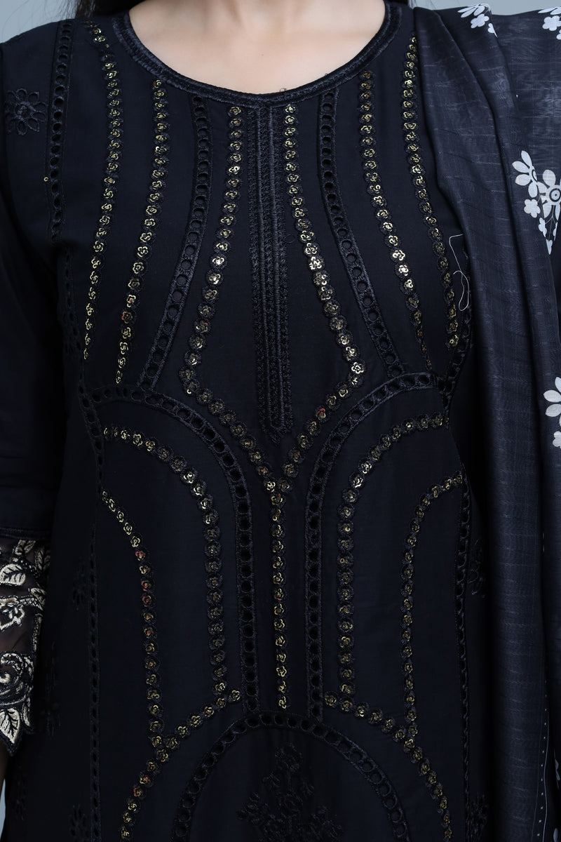 Stitched Embroidered Cotton 3-Piece Suit for Women | Easternlace