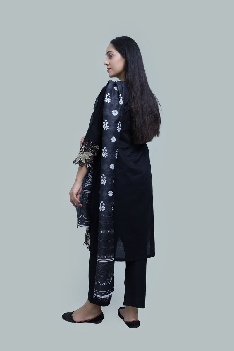 Stitched Embroidered Cotton 3-Piece Suit for Women | Easternlace